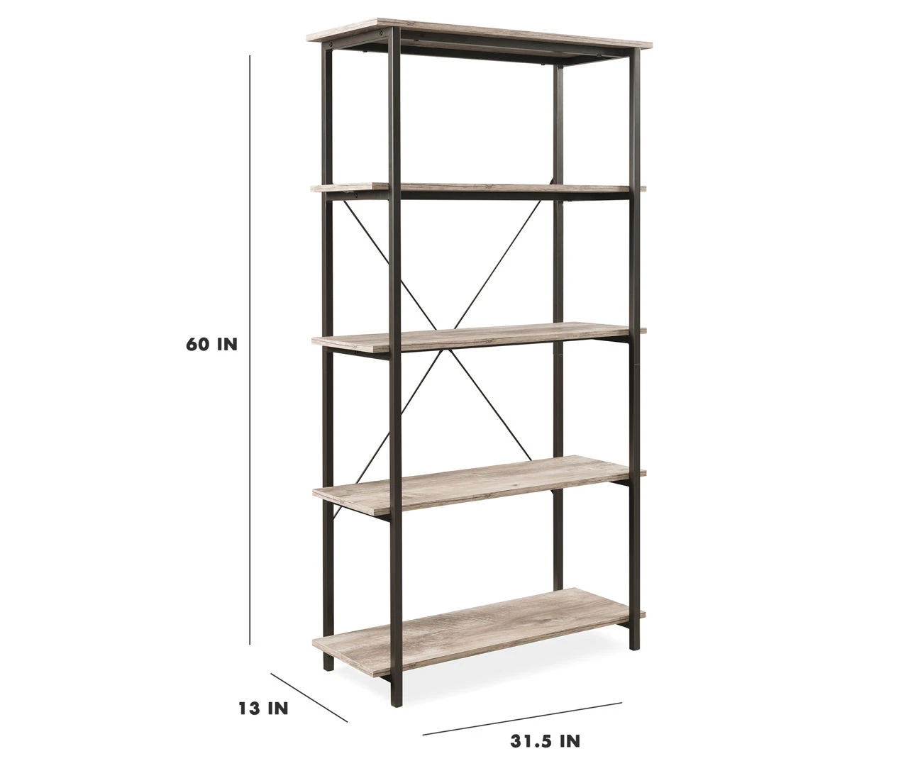 Real Living Rustic 5-Shelf Bookcase - Image 7