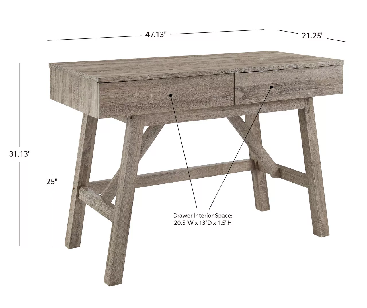 Margo Gray 2-Drawer Wood Desk - Image 9