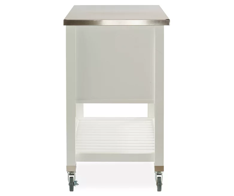 Laurie White Steel Top Kitchen Cart With Drawers - Image 4