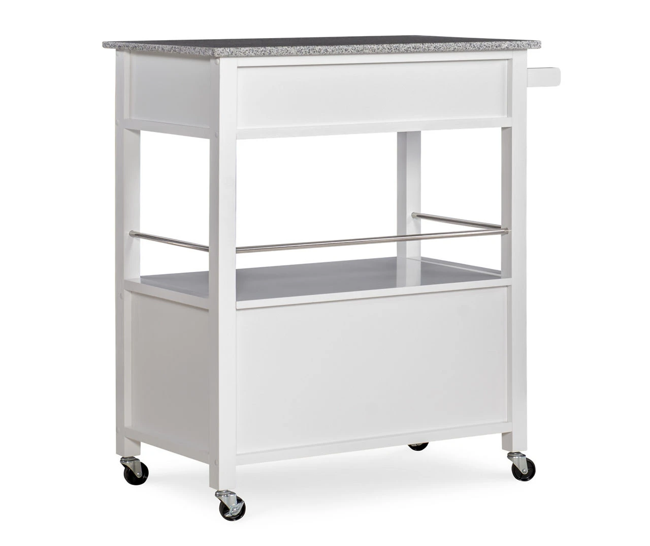 White Double Door Kitchen Cart With Granite Top - Image 5