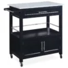 Black Double Door Kitchen Cart With Granite Top