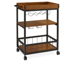 Luke Industrial Kitchen Cart With Wine Storage