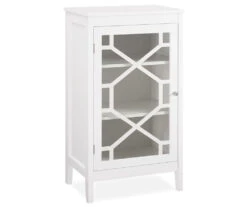 Ava White Geometric Single Door Cabinet