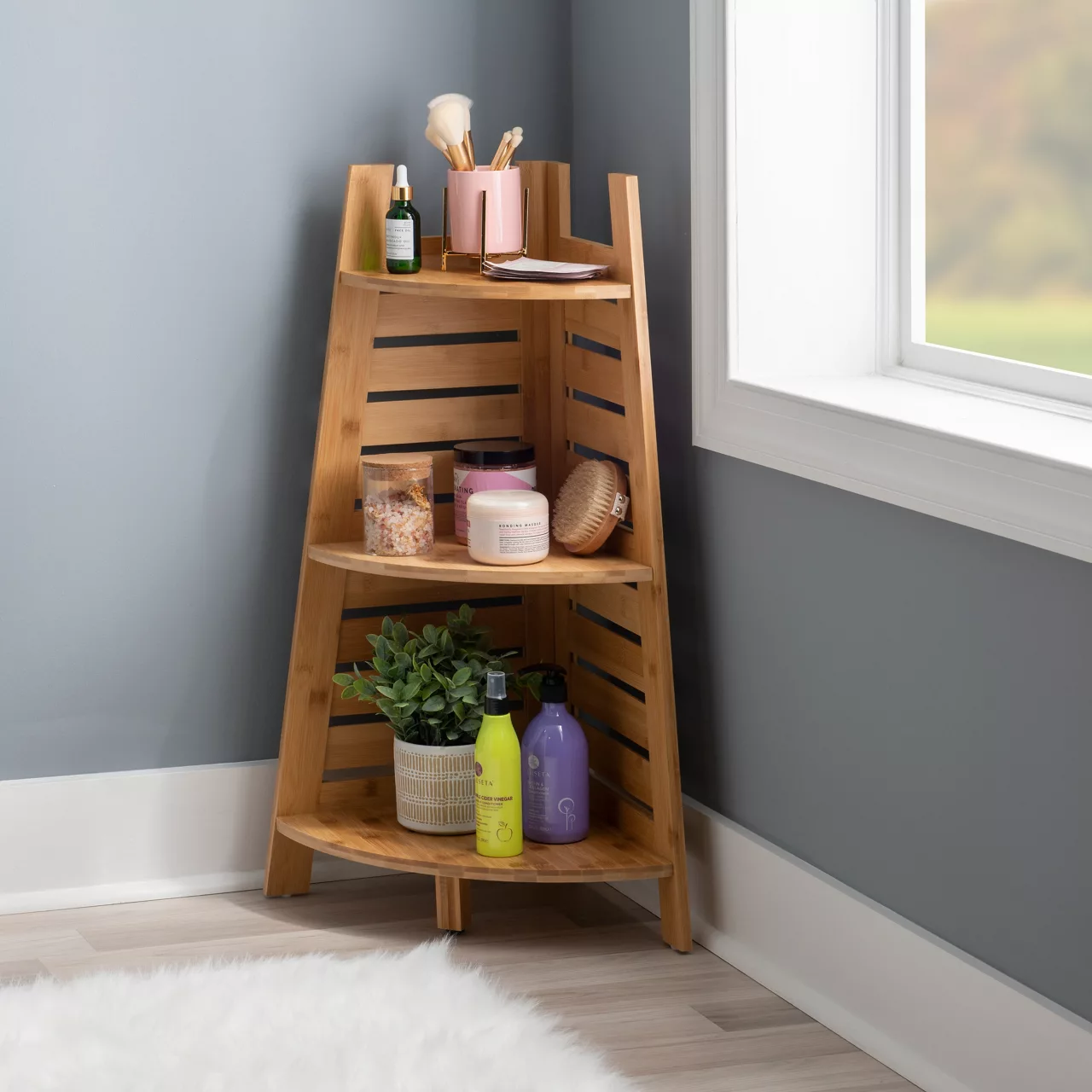Pierce Bamboo 3-Tier Corner Shelf - Image 3