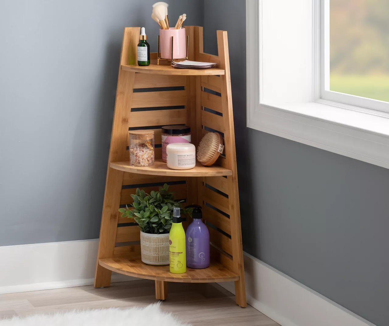 Pierce Bamboo 3-Tier Corner Shelf - Image 2