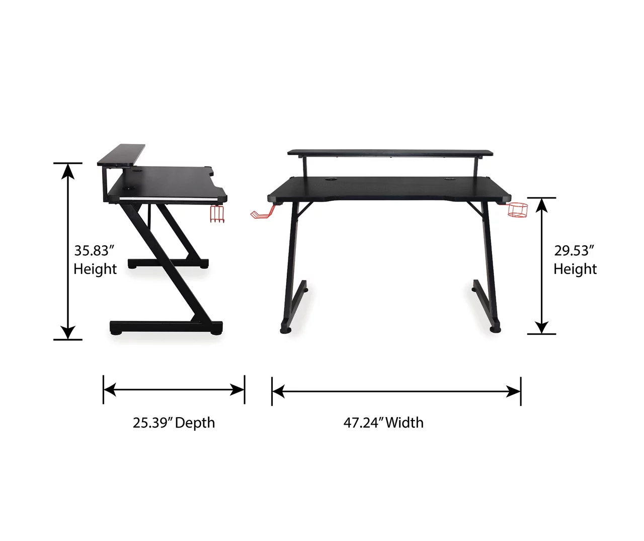 Black LED Gaming Desk With Riser - Image 12