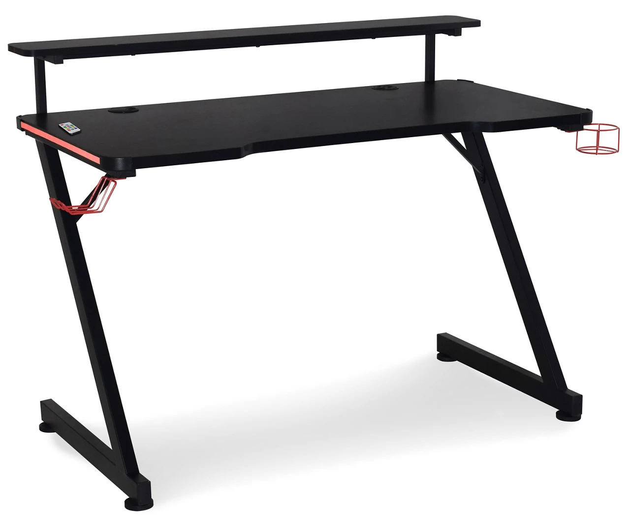 Black LED Gaming Desk With Riser - Image 2