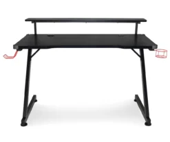 Black LED Gaming Desk With Riser