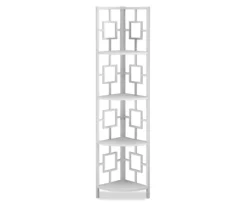 White Square 4-Shelf Corner Bookcase