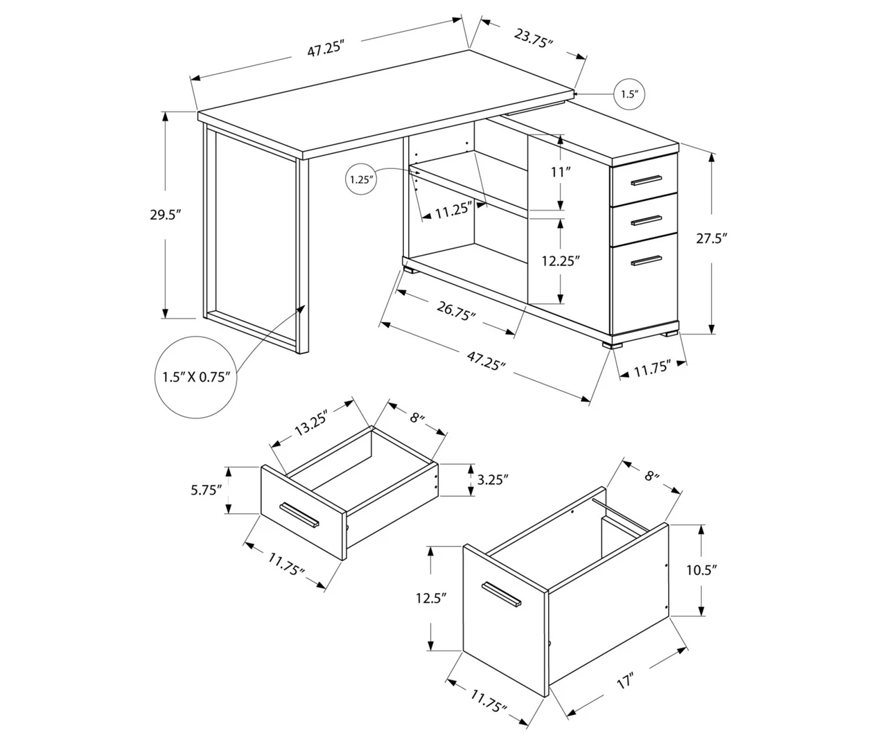 White Reversible L-Shaped Corner Desk - Image 3
