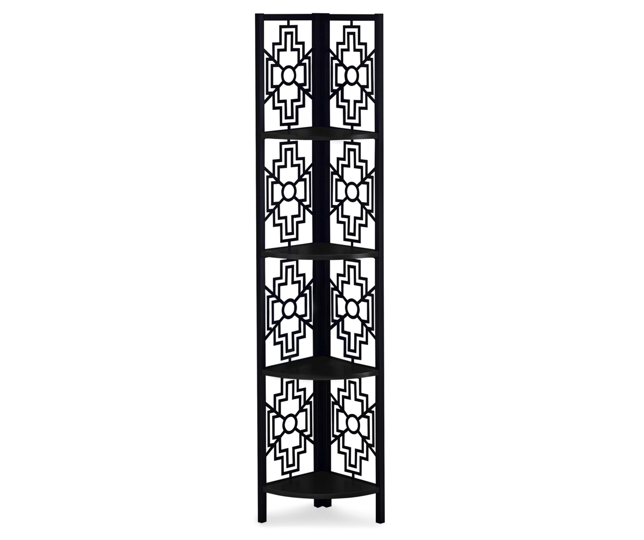Monarch Geometric 4-Shelf Corner Bookcase