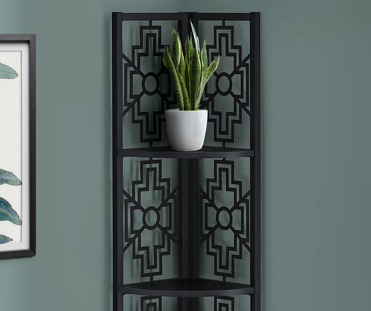 Monarch Geometric 4-Shelf Corner Bookcase - Image 6