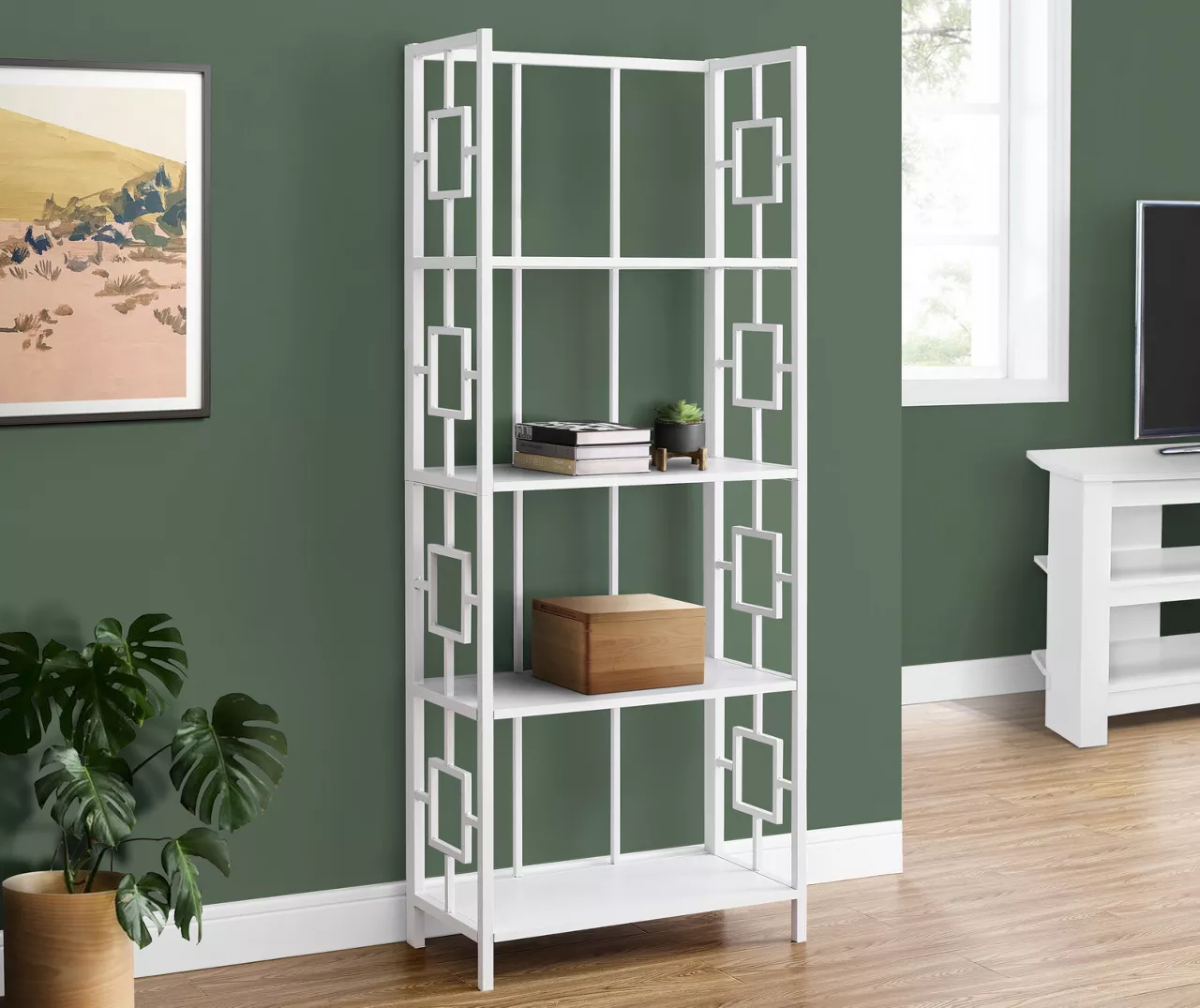 White Square 4-Shelf Open Bookcase - Image 2
