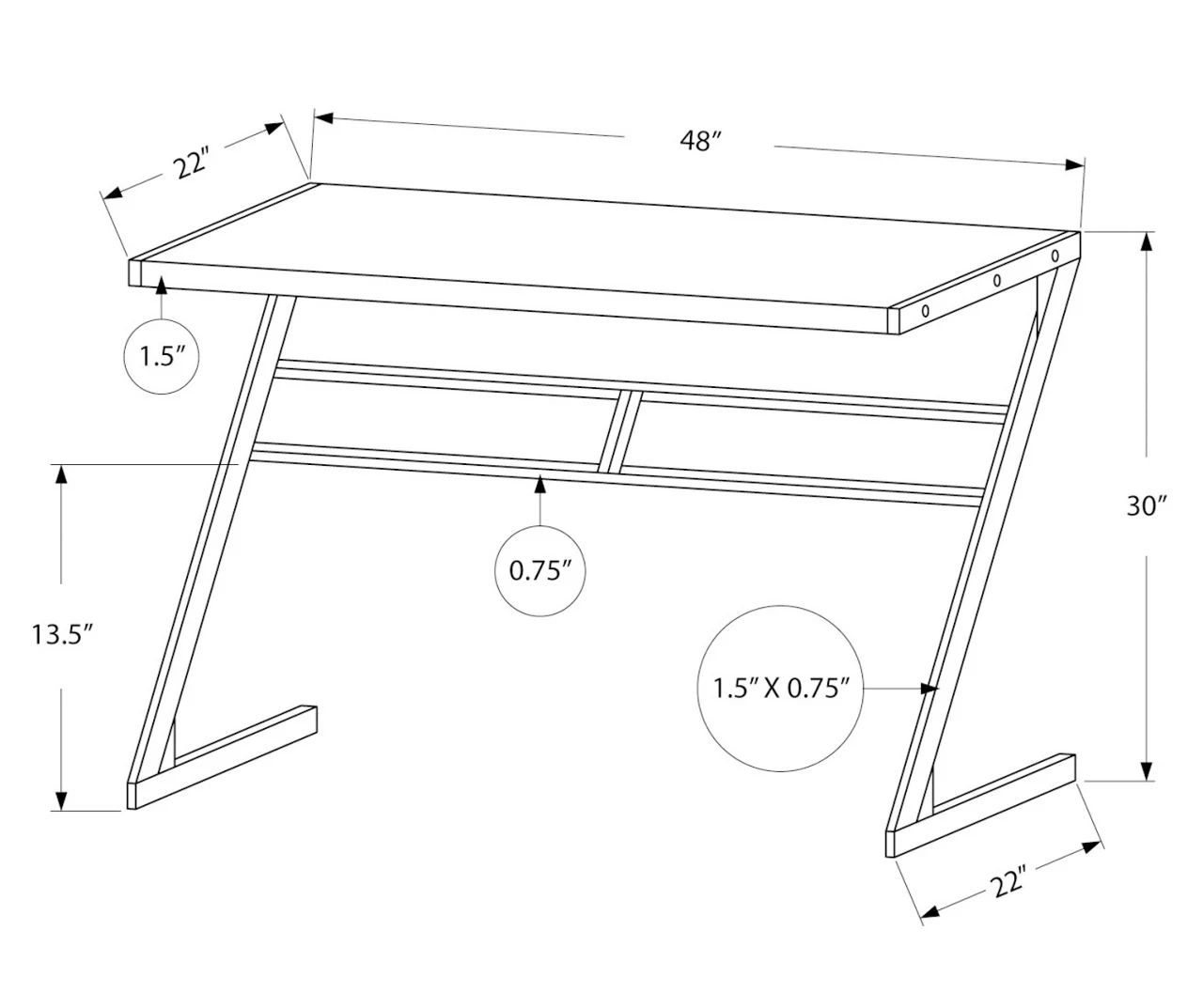 Monarch Z-Shaped Base Office Desk - Image 7