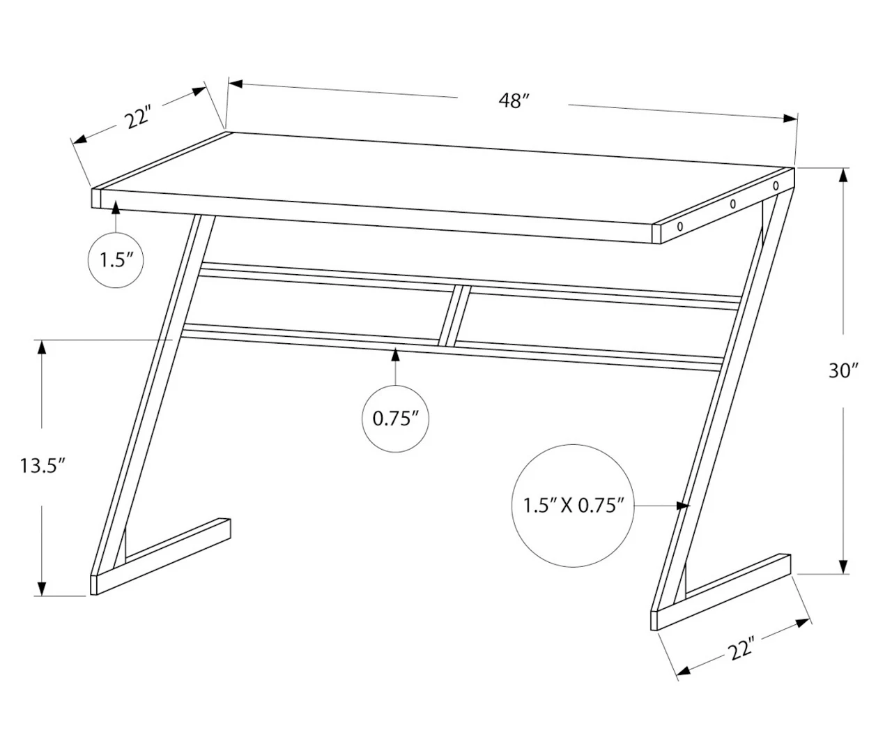 Monarch Z-Shaped Base Office Desk - Image 11