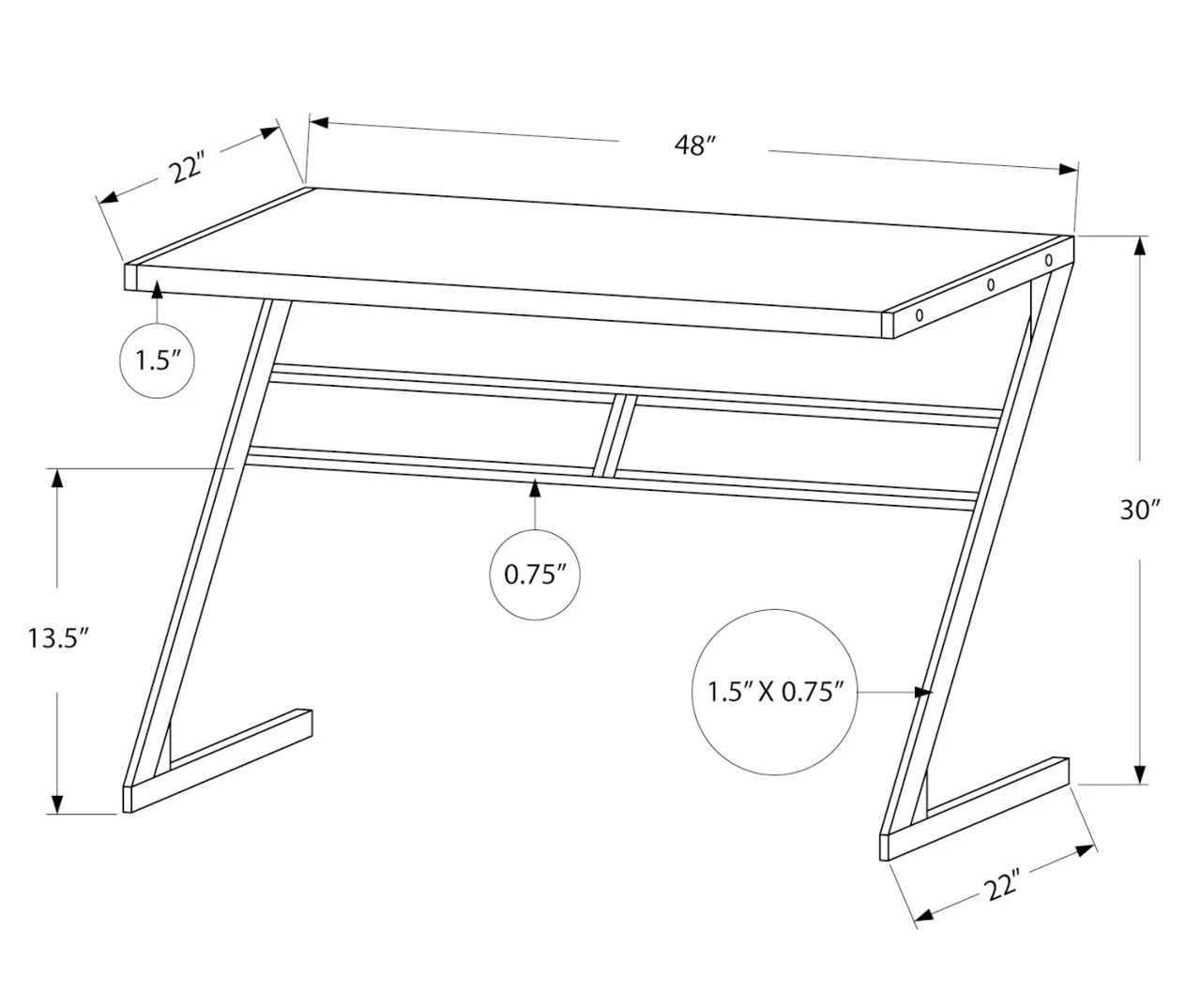Monarch Z-Shaped Base Office Desk - Image 15
