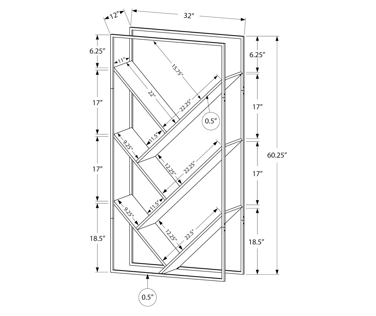 Brown 5-Shelf Slanted Bookcase - Image 3