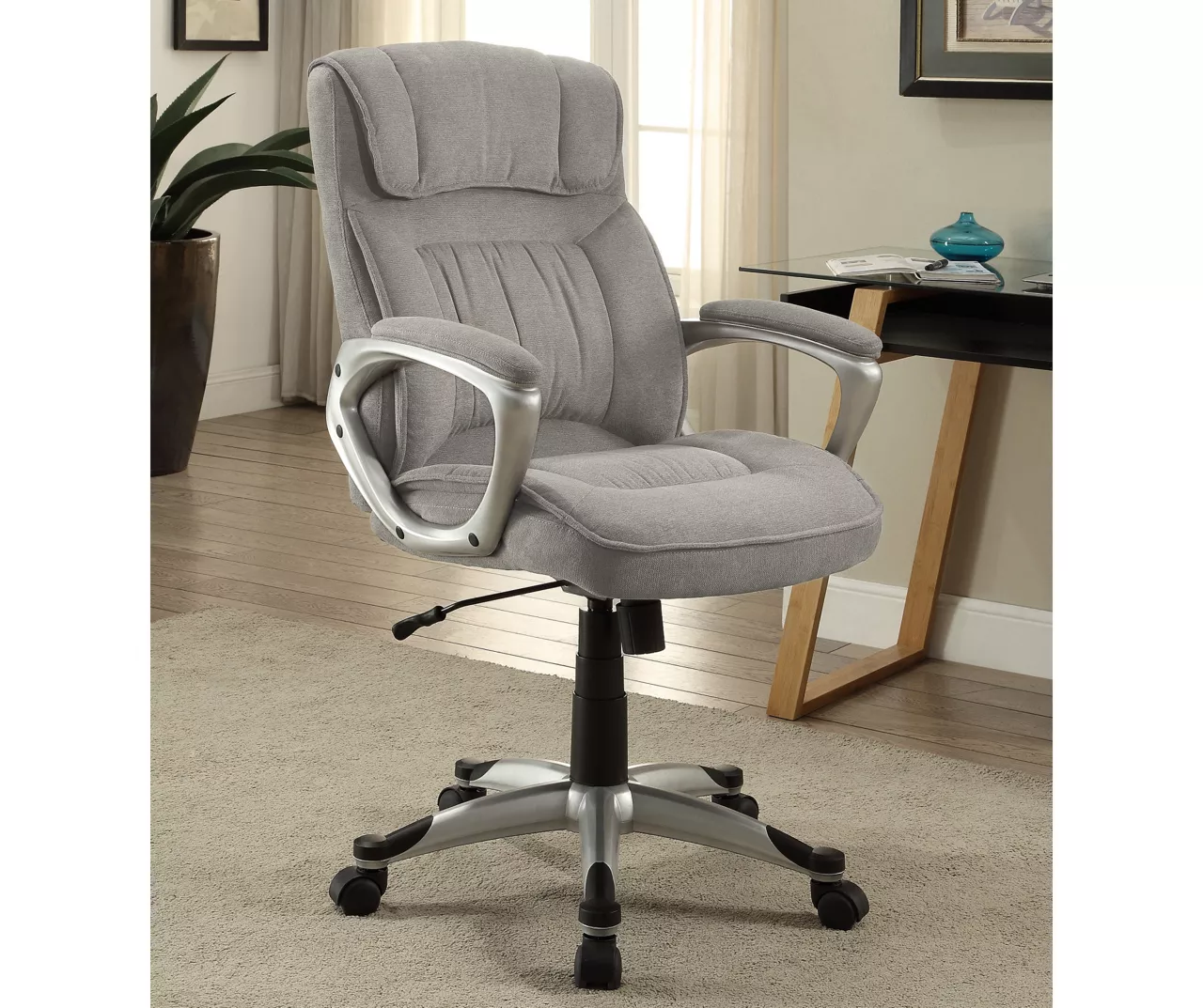 Glacial Gray Linen Executive Office Chair - Image 6