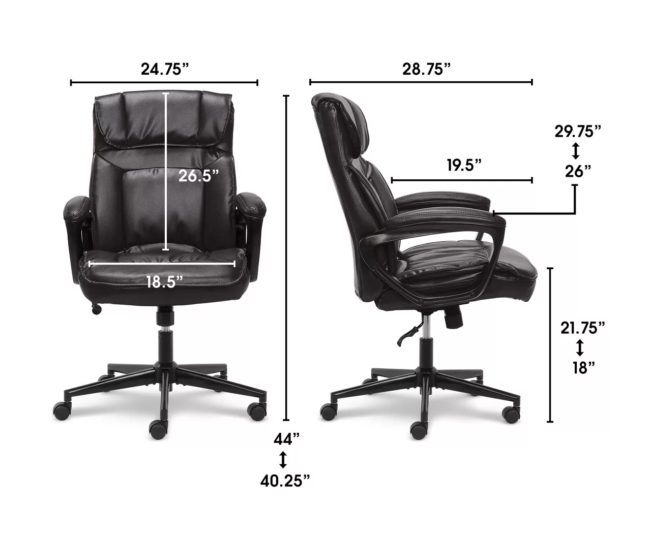 Hannah Black Bonded Leather Office Chair - Image 20