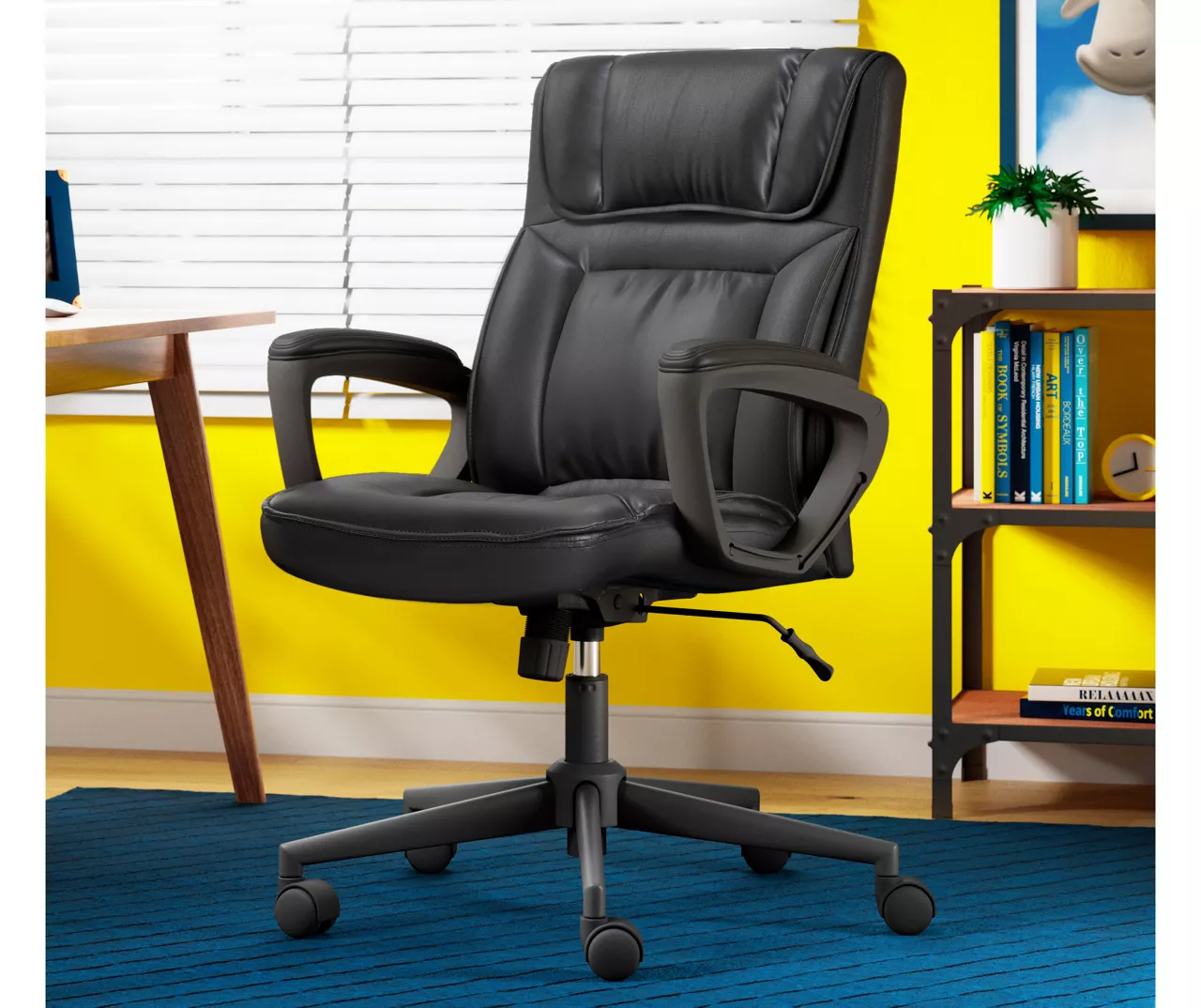 Hannah Black Bonded Leather Office Chair - Image 3