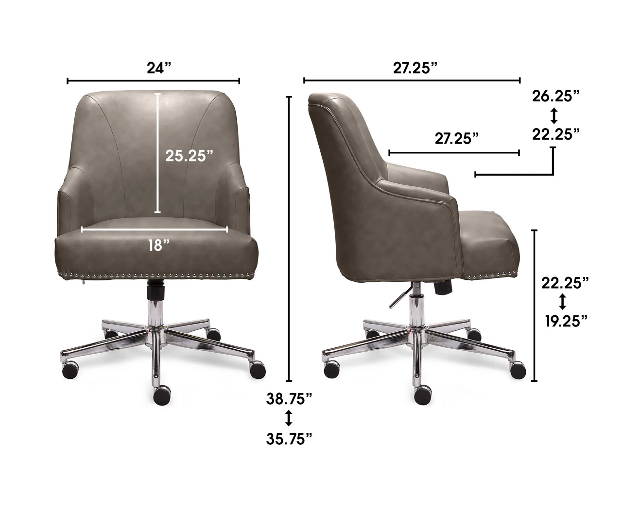 Leighton Gray Memory Foam Bonded Leather Office Chair - Image 12