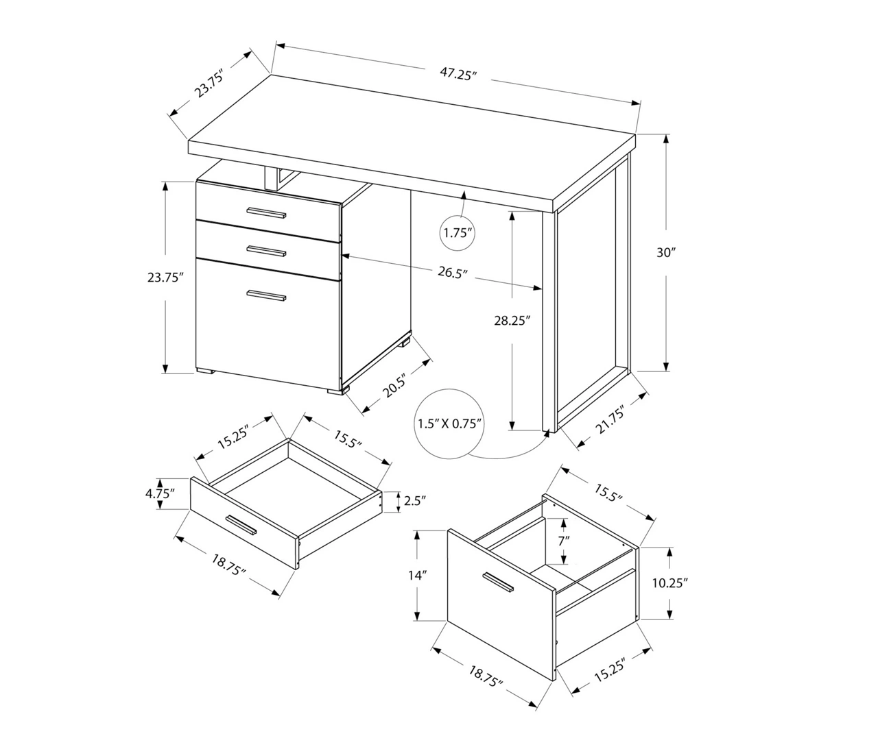 Monarch 48" Floating Computer Desk - Image 14