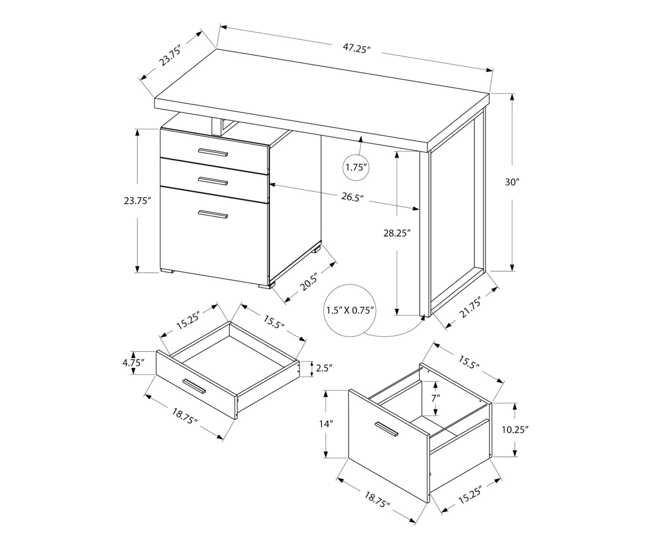 Monarch 48" Floating Computer Desk - Image 18
