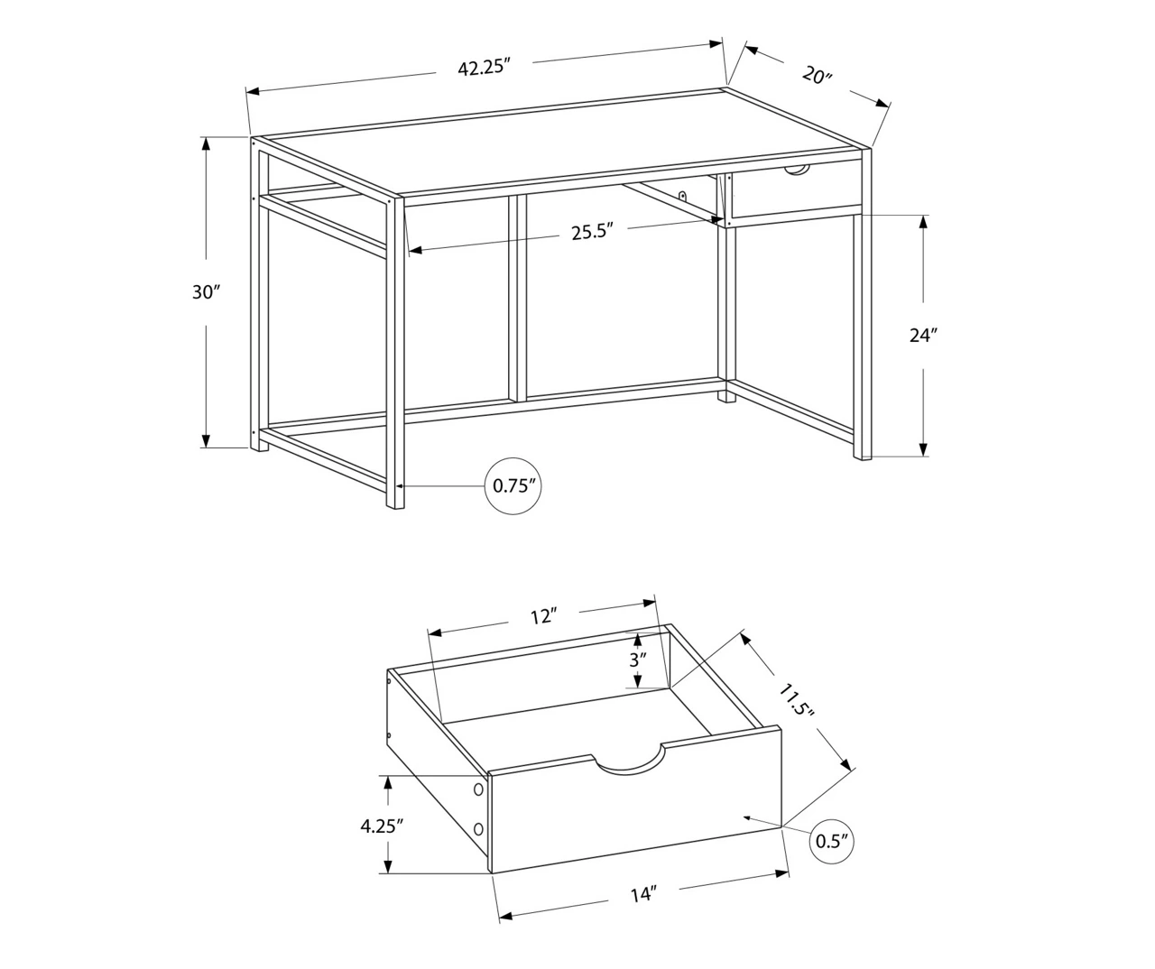 Black Metal Computer Desk - Image 5