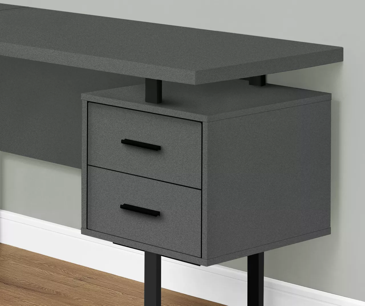Black & Gray 3-Drawer L-Shaped Corner Desk - Image 3