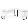 White & Black 3-Drawer L-Shaped Corner Desk