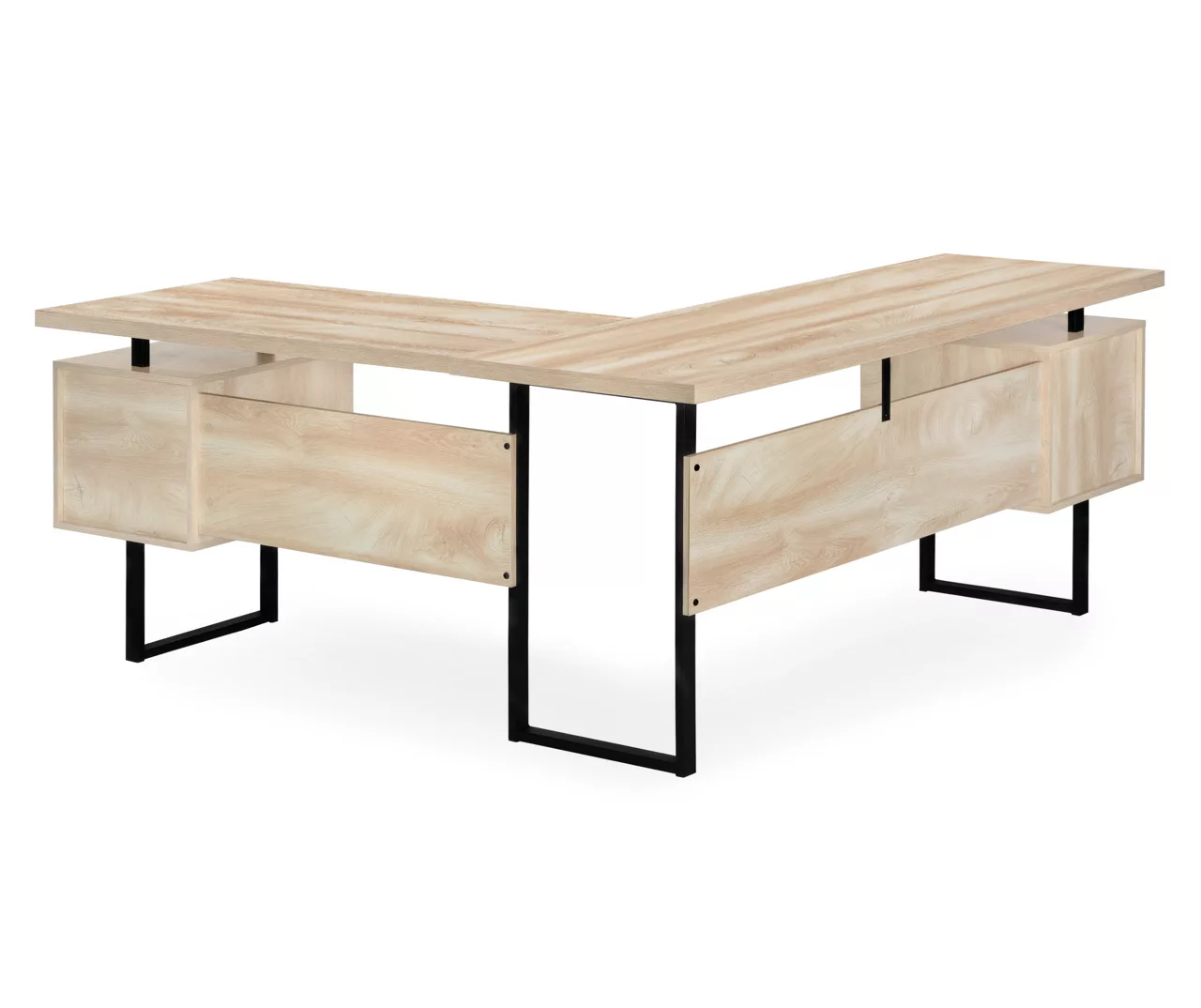 Natural Wood Look 3-Drawer L-Shaped Corner Comptuer Desk - Image 6