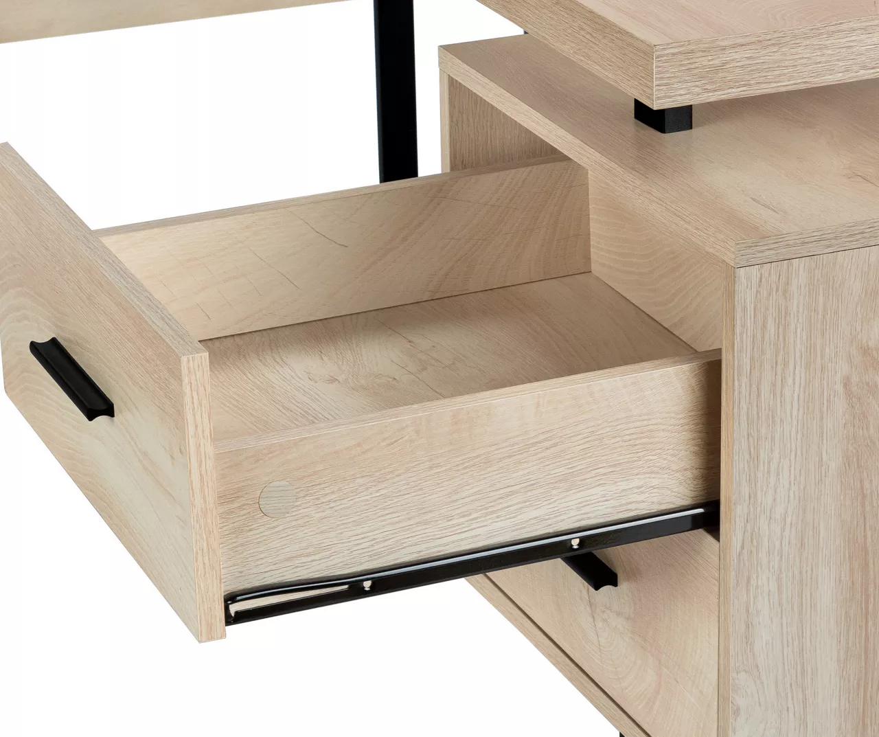 Natural Wood Look 3-Drawer L-Shaped Corner Comptuer Desk - Image 8