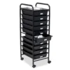 Black Metal 10-Drawer Rolling Storage Cart