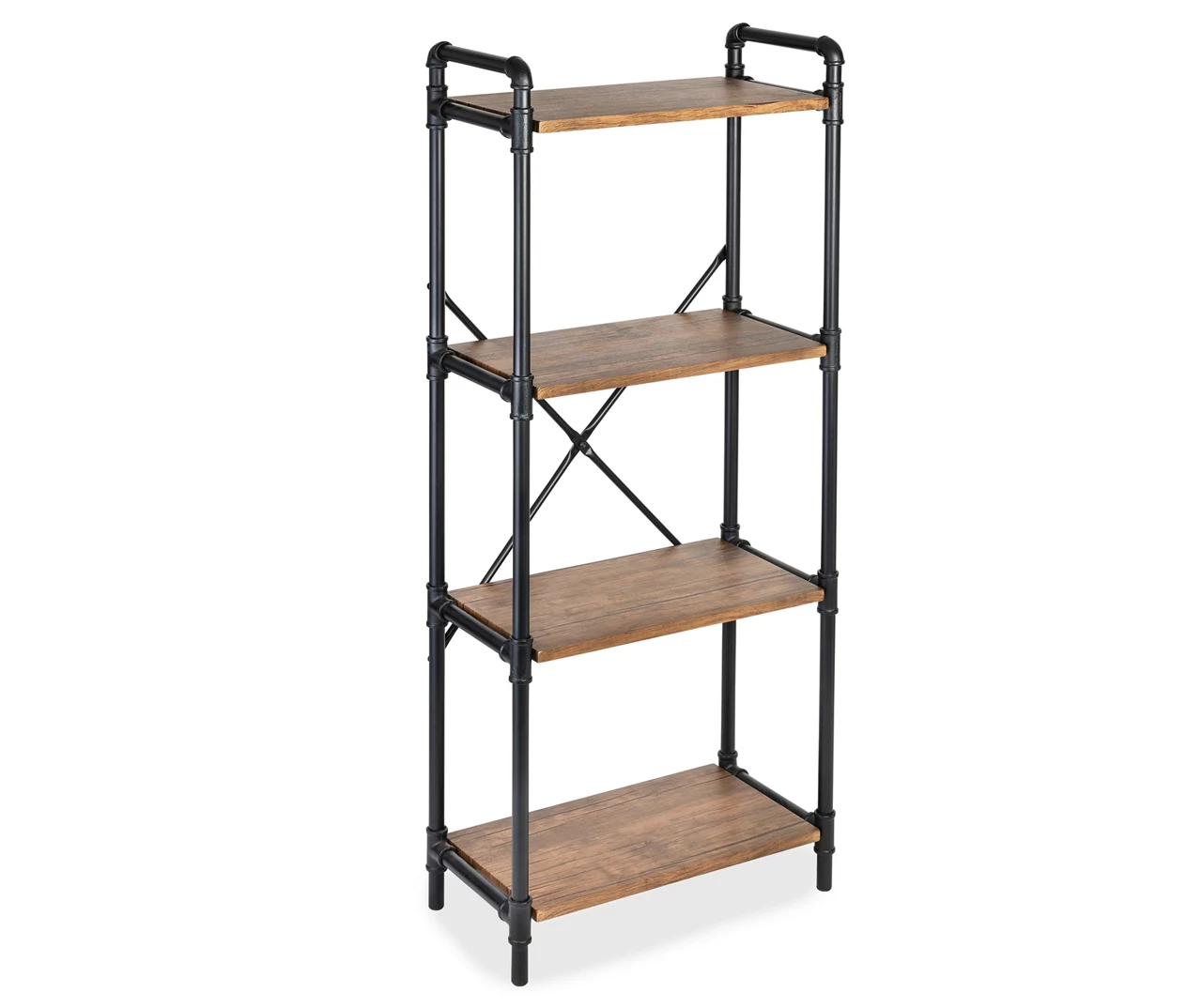 Black Industrial 4-Tier Bookshelf - Image 3