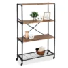 Rustic Black 4-Tier Industrial Rolling Bookshelf