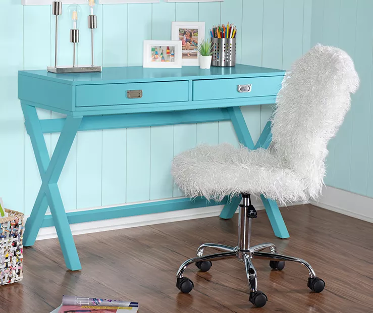 Cami Blue X-Base Campaign Style Writing Desk - Image 2