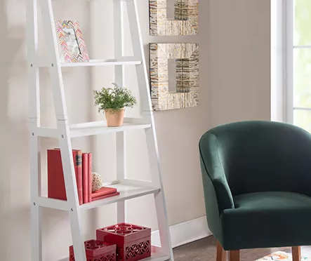 Boston White Wood 5-Shelf Ladder Bookcase - Image 2