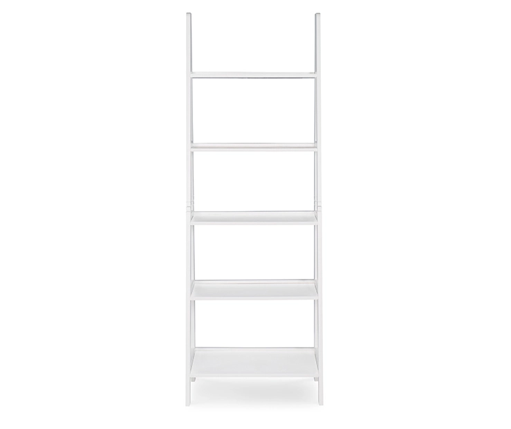 Boston White Wood 5-Shelf Ladder Bookcase - Image 3