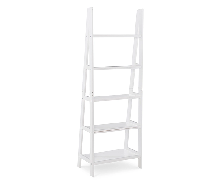 Boston White Wood 5-Shelf Ladder Bookcase - Image 4
