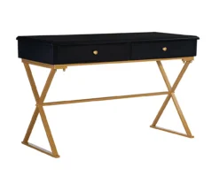Glam Black & Gold 2-Drawer Campaign Desk