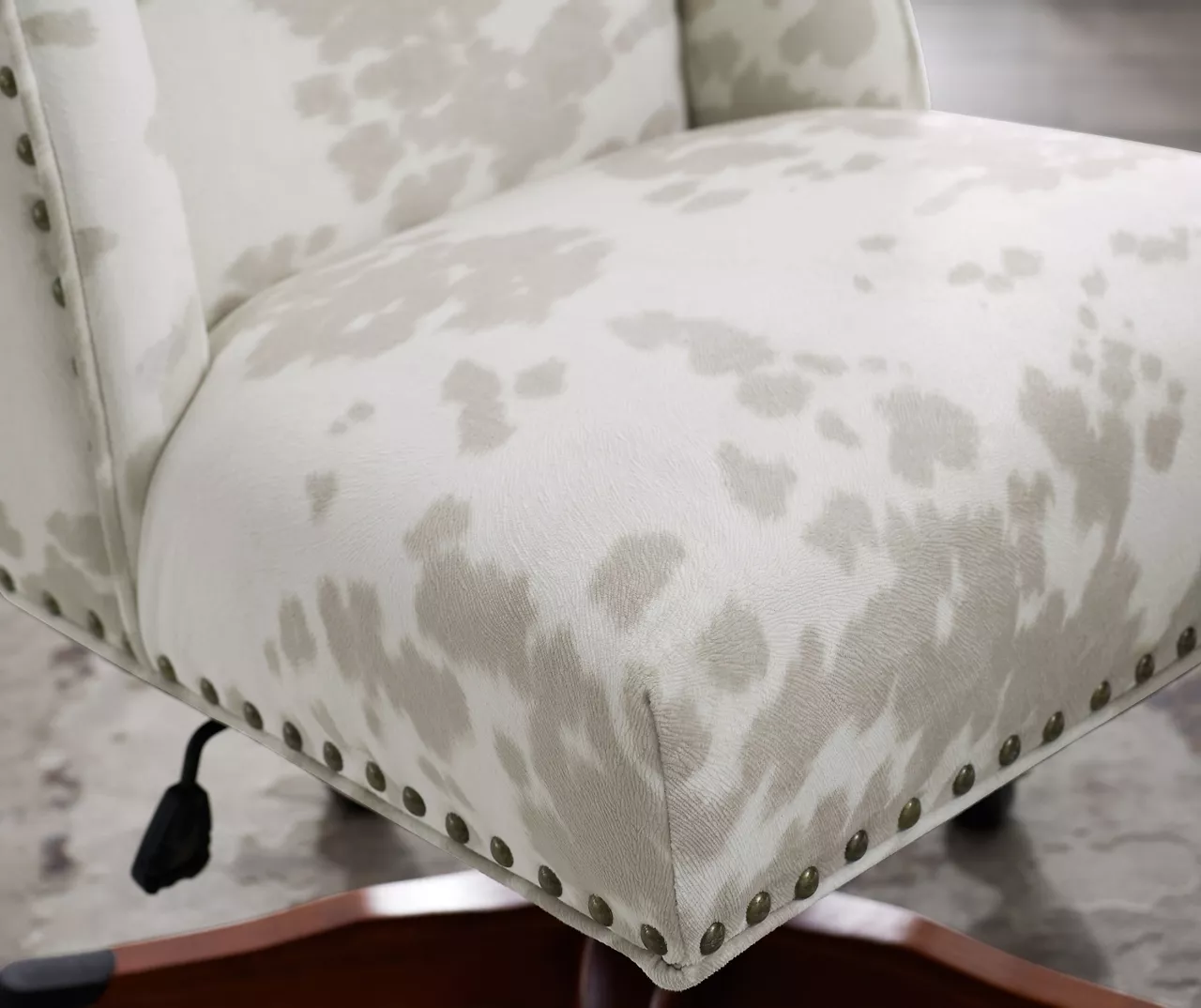 Austin Brown Linen Cow Print Office Chair - Image 4