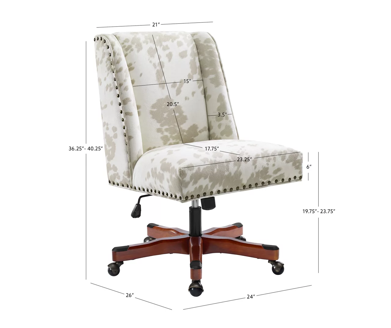 Austin Brown Linen Cow Print Office Chair - Image 10
