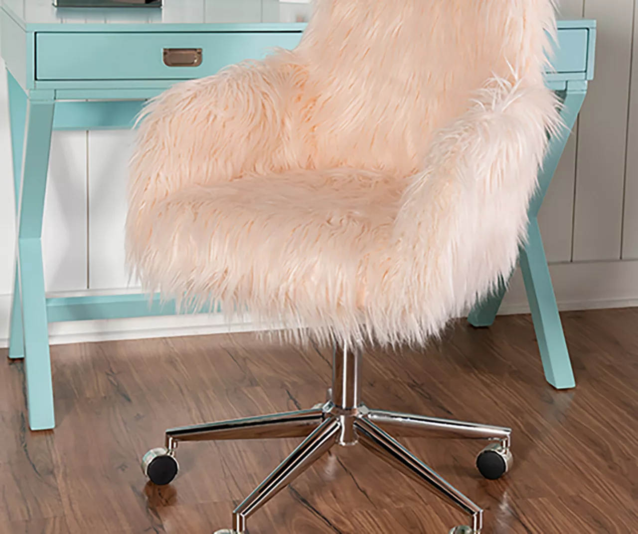 Coralie Faux Fur Cushioned Swivel Office Chair - Image 7