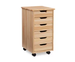 Craft Mate Natural Wood 6-Drawer Rolling Storage Cart