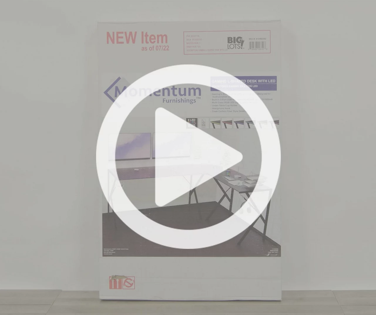 Black L-Shaped LED Gaming Desk With USB Charging - Image 5