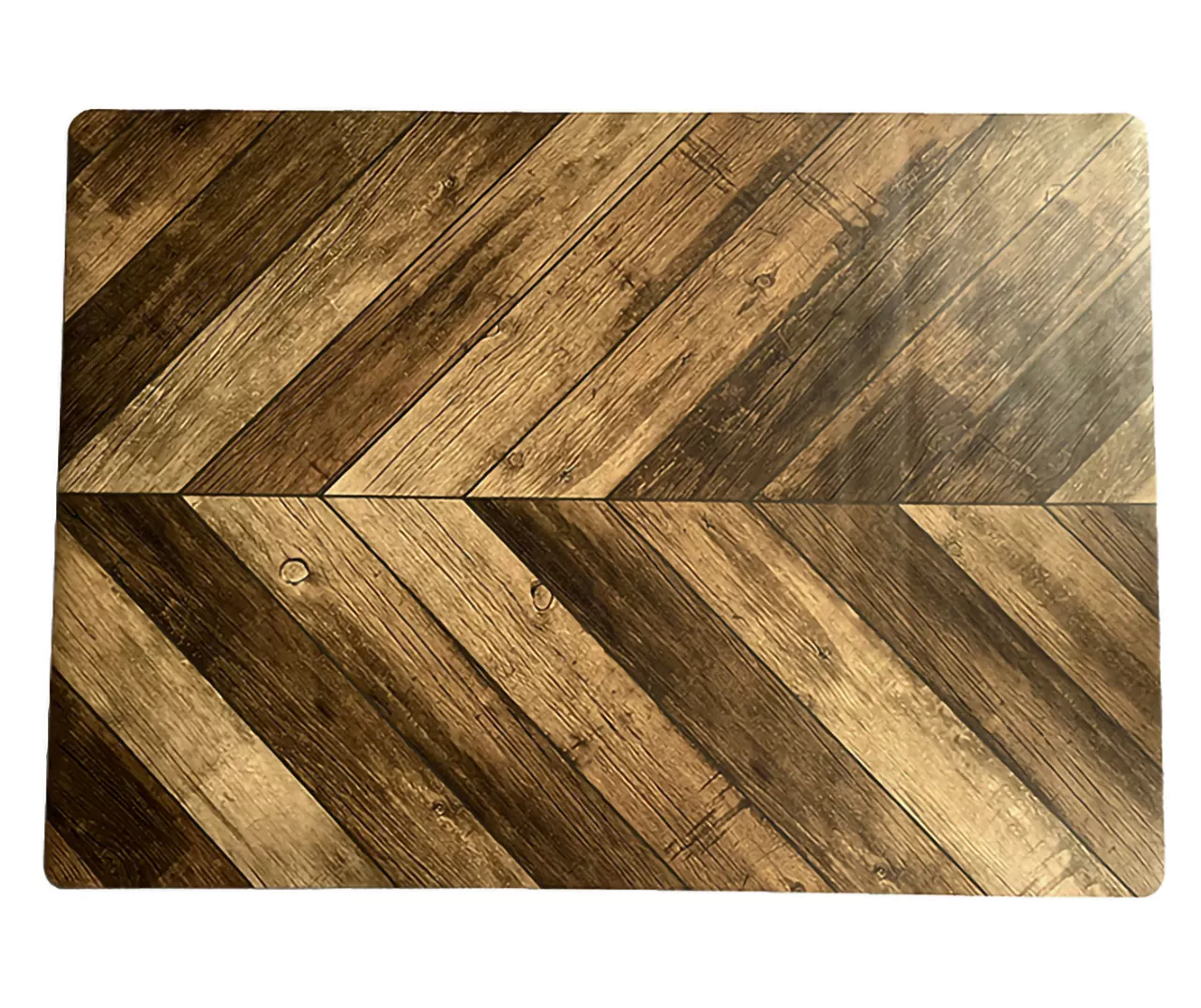 Brown Chevron Wood Print PVC Desk Mat, (34" X 47")