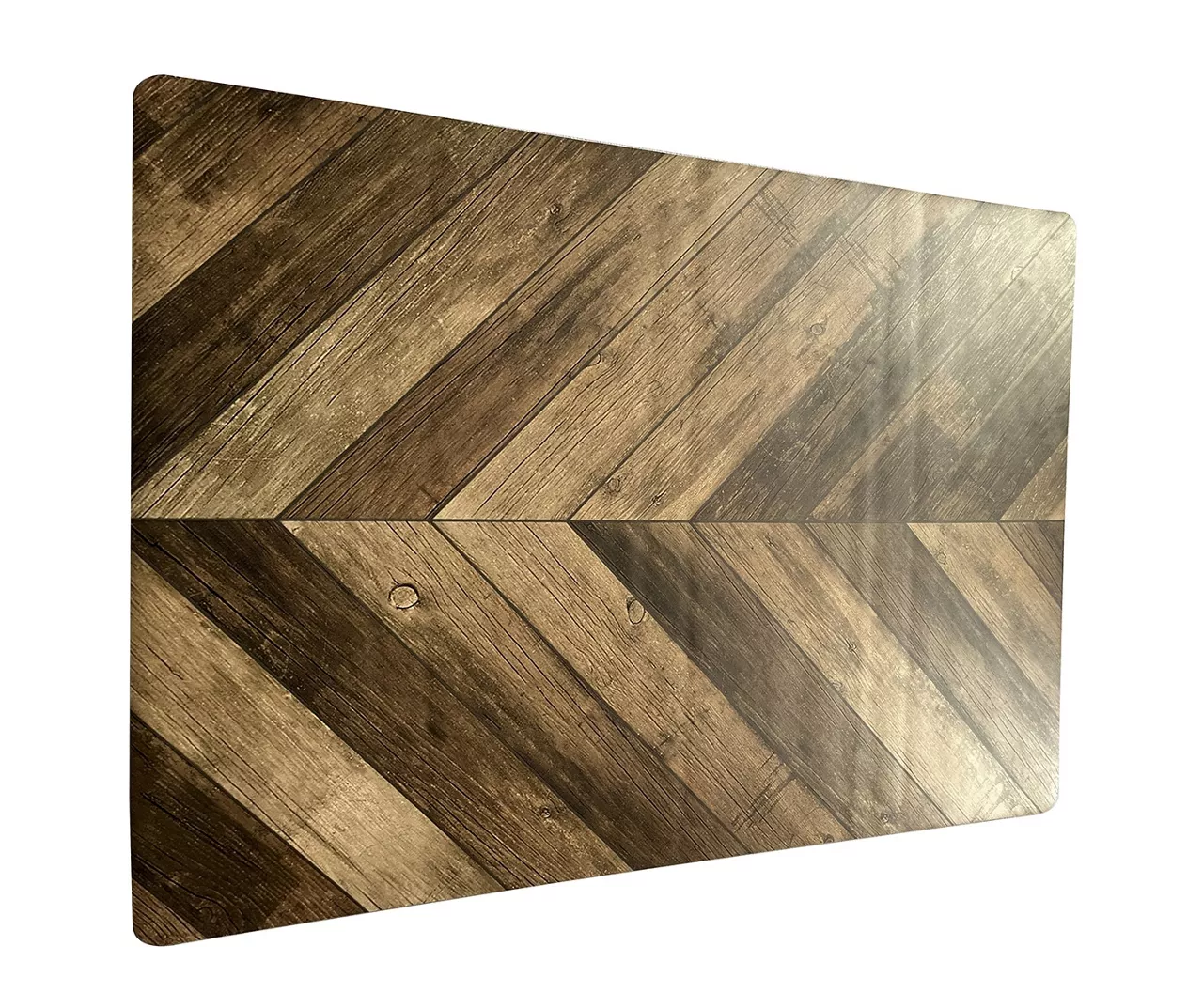 Brown Chevron Wood Print PVC Desk Mat, (34" X 47") - Image 2