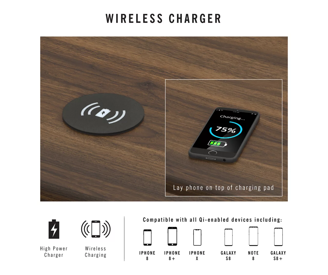 Camila Gray Writing Desk With Wireless Charging - Image 3