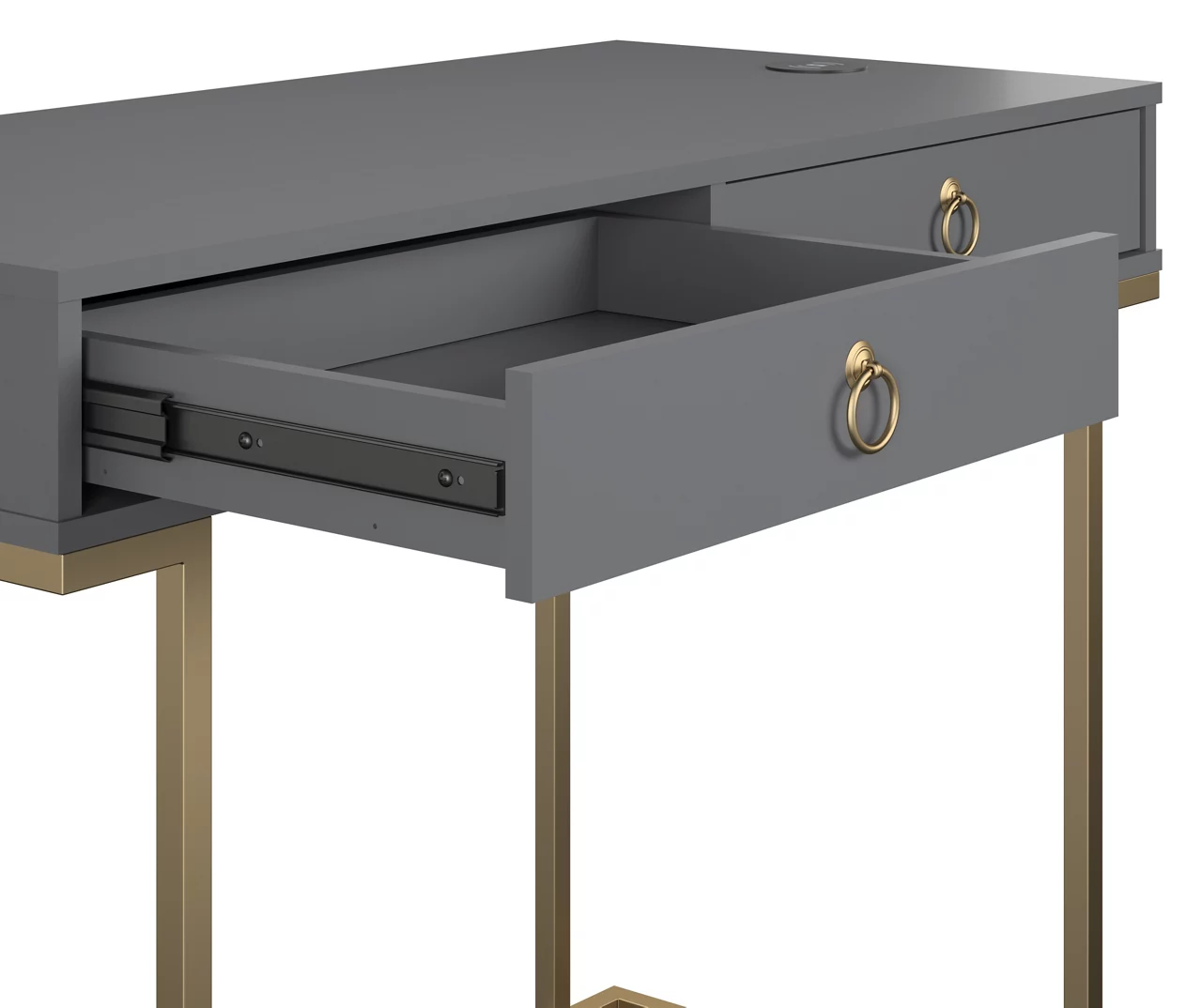 Camila Gray Writing Desk With Wireless Charging - Image 2