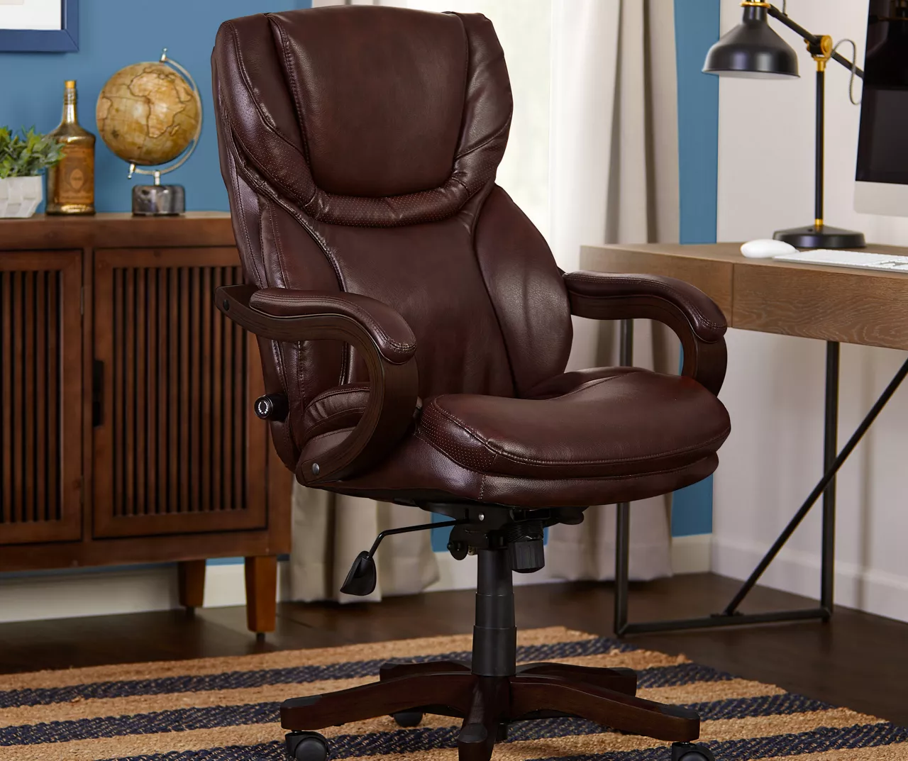 Conway Brown Big & Tall Bonded Leather Office Chair - Image 4